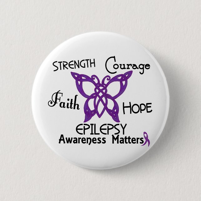 Epilepsy Celtic Butterfly 3 6 Cm Round Badge (Front)