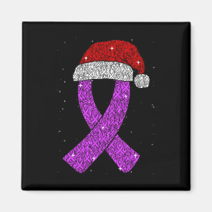 Epilepsy Christmas Hat Purple Awareness Ribbon Sei Magnet