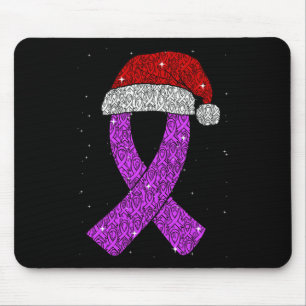 Epilepsy Christmas Hat Purple Awareness Ribbon Sei Mouse Pad