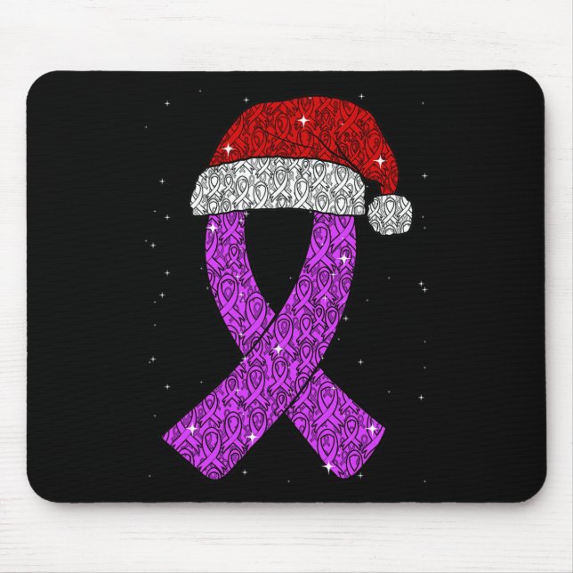 Epilepsy Christmas Hat Purple Awareness Ribbon Sei Mouse Pad (Front)