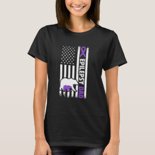Epilepsy Dad US Flag Dad Of An Epilepsy Warrior Da T-Shirt