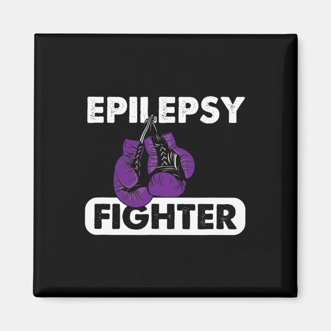 Epilepsy Fighter Boxing Survivor Purple Ribbon Magnet (Front)