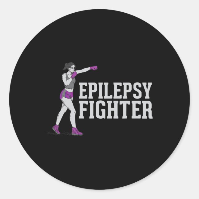 Epilepsy Fighter - Support Awareness Warrior  Classic Round Sticker (Front)