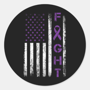 Epilepsy Fighter Usa Flag - Fight Epilepsy Awarene Classic Round Sticker