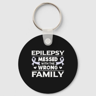 Epilepsy Gift Lavender Awareness Ribbon Key Ring