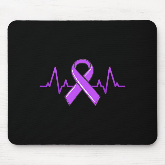 Epilepsy Heartbeat Tea Moms Purple Ribbon Awarenes Mouse Pad (Front)