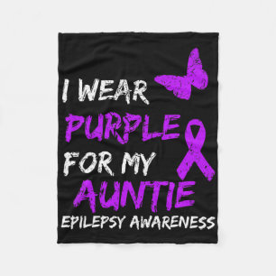 Epilepsy I Wear Purple For My Auntie Ribbon 1 Fleece Blanket