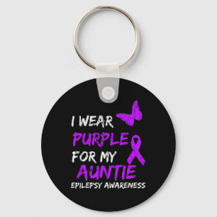 Epilepsy I Wear Purple For My Auntie Ribbon 1 Key Ring