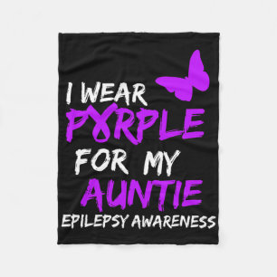 Epilepsy I Wear Purple For My Auntie Ribbon Fleece Blanket