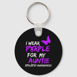Epilepsy I Wear Purple For My Auntie Ribbon  Key Ring