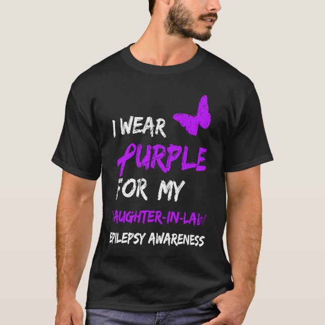 Epilepsy I Wear Purple For My Daughter In Law Ribb T-Shirt (Front)