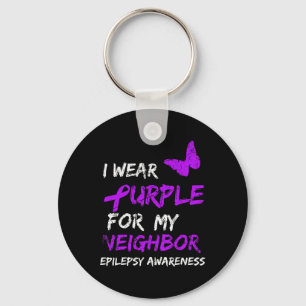 Epilepsy I Wear Purple For My Neighbour Ribbon  Key Ring