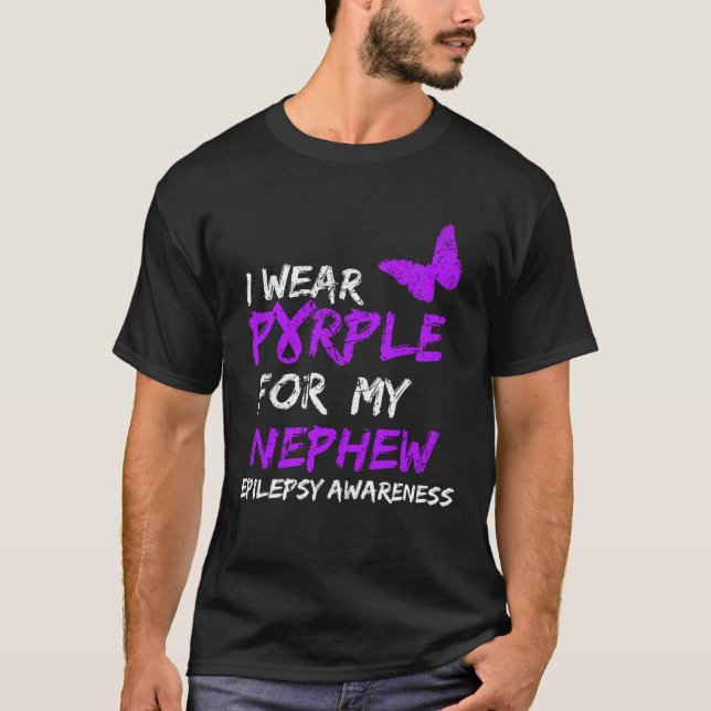 Epilepsy I Wear Purple For My Nephew Ribbon Pullov T-Shirt (Front)