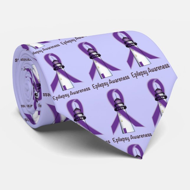 Epilepsy Lighthouse of Hope and Awareness Tie (Rolled)
