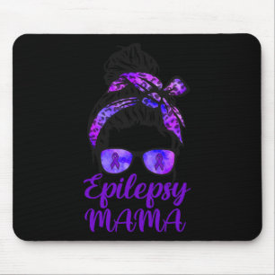 Epilepsy Mama Messy Bun Hair Glasses Bandanna Purp Mouse Pad