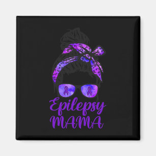 Epilepsy Mama Messy Bun Hair Gles Byndana Purple R Magnet