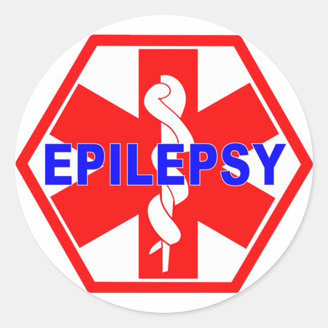 EPILEPSY MEDICAL ID CLASSIC ROUND STICKER (Front)