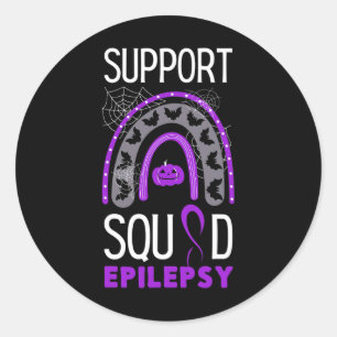 Epilepsy Purple Awareness Ribbon Squad Halloween H Classic Round Sticker