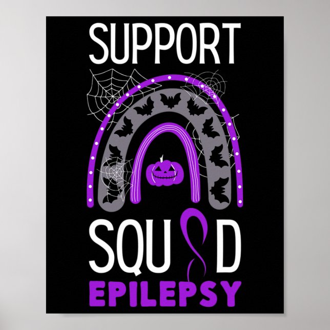 Epilepsy Purple Awareness Ribbon Squad Halloween H Poster (Front)