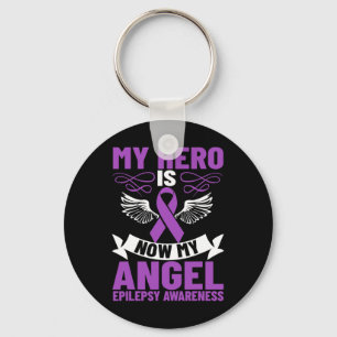 Epilepsy Ribbon My Hero is Now My Angel Epilepsy A Key Ring