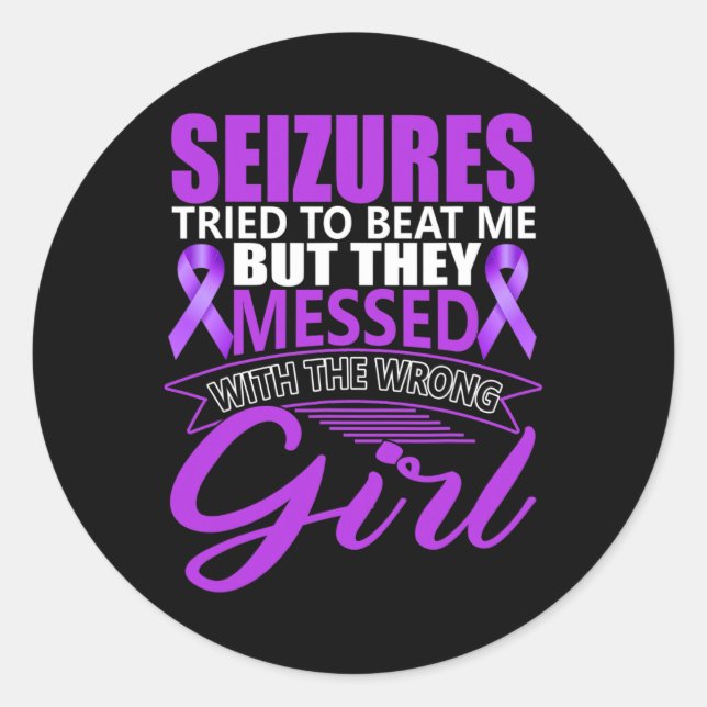 Epilepsy Seizure Neurological Disorder Purple Ribb Classic Round Sticker (Front)