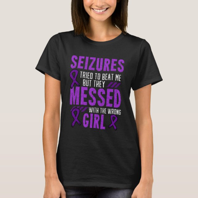 Epilepsy Seizure Neurological Disorder Purple Ribb T-Shirt (Front)