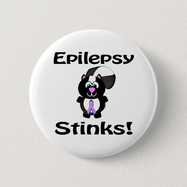Epilepsy Stinks Skunk Awareness Design 6 Cm Round Badge (Front)