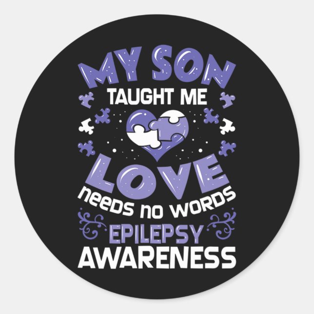 Epilepsy Support - Epileptic Awareness Son  Classic Round Sticker (Front)
