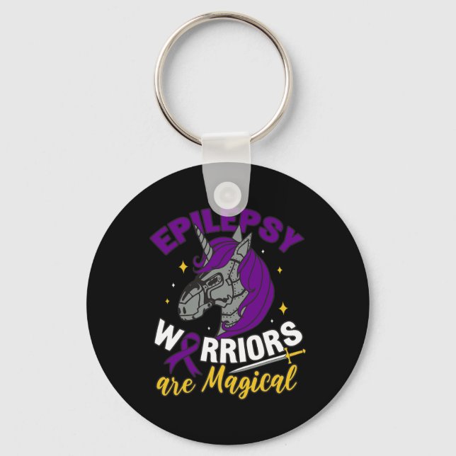 Epilepsy Unicorn Advocate Seizure Disorder Warrior Key Ring (Front)