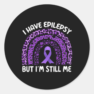 Epilepsy Warrior Awareness Purple Ribbon Leopard R Classic Round Sticker