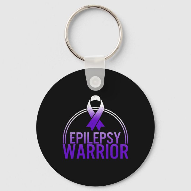 Epilepsy Warrior Awareness Seizure Support Purple  Key Ring (Front)