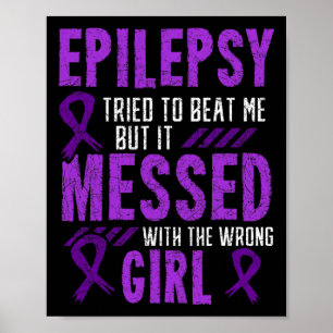 Epilepsy Warrior Day Epileptic Girl Purple Survivo Poster