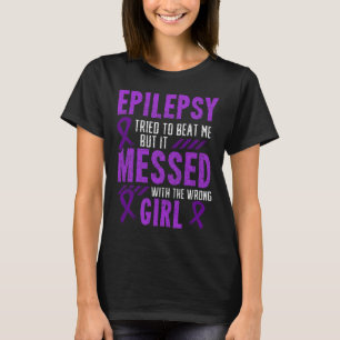 Epilepsy Warrior Day Epileptic Girl Purple Survivo T-Shirt