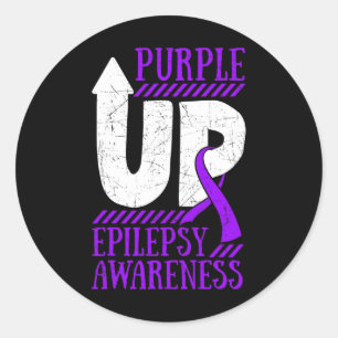 Epilepsy Warrior Day Epileptic Ribbon Epilepsia Pu Classic Round Sticker