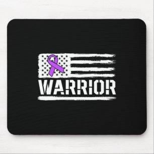 Epilepsy Warrior Gift Purple American Flag Awarene Mouse Pad