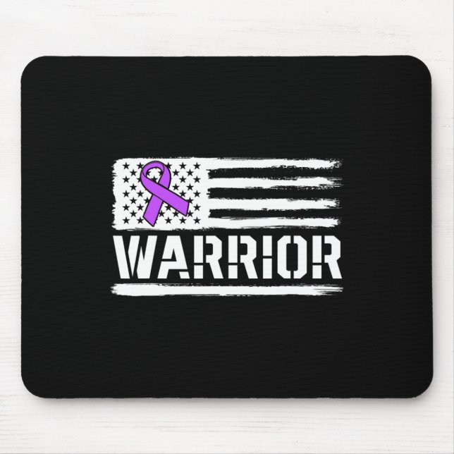 Epilepsy Warrior Gift Purple American Flag Awarene Mouse Pad (Front)