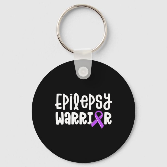 Epilepsy Warrior  Kids Purple Ribbon Awareness Wom Key Ring (Front)