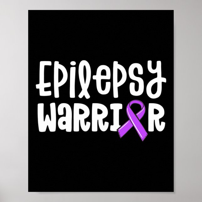 Epilepsy Warrior  Kids Purple Ribbon Awareness Wom Poster (Front)