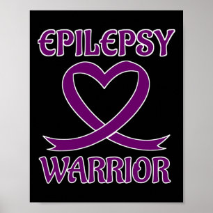 Epilepsy Warrior Purple Heart Ribbon Awareness  Poster