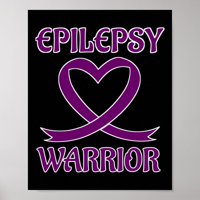 Epilepsy Warrior Purple Heart Ribbon Awareness  Poster (Front)