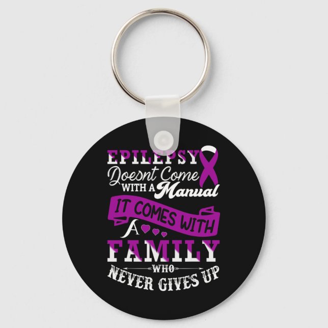 Epilepsy Warrior Purple Ribbon Epilepsy Awareness  Key Ring (Front)