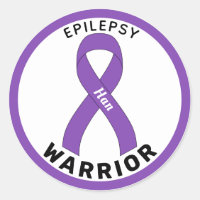 Epilepsy Warrior Ribbon White Round Sticker