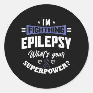 Epileptic Warrior and Purple Ribbon Epilepsy Awar Classic Round Sticker