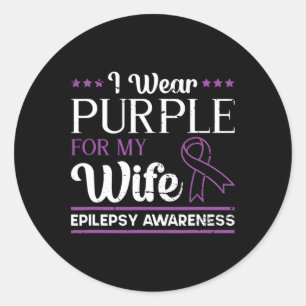 Epileptic Warrior and Purple Ribbon Epilepsy Awar Classic Round Sticker