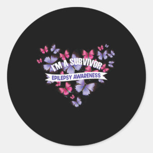 Epileptic Warrior and Purple Ribbon Epilepsy Awar Classic Round Sticker