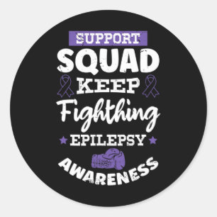 Epileptic Warrior and Purple Ribbon Epilepsy Awar Classic Round Sticker