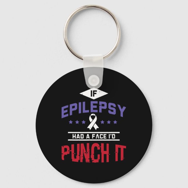 Epileptic Warrior and Purple Ribbon  Epilepsy Awar Key Ring (Front)