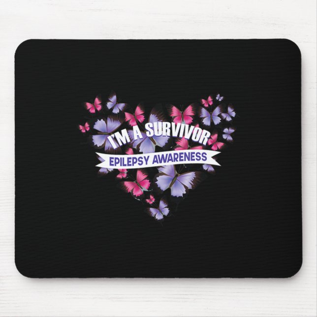 Epileptic Warrior and Purple Ribbon  Epilepsy Awar Mouse Pad (Front)