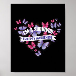 Epileptic Warrior and Purple Ribbon  Epilepsy Awar Poster