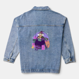 epiphany christmas witch befana black cat denim jacket